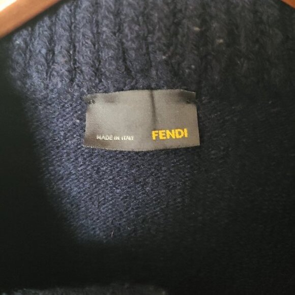 Fendi Blue Mens Coat Jacket Wool Blend XL - Picture 6 of 15